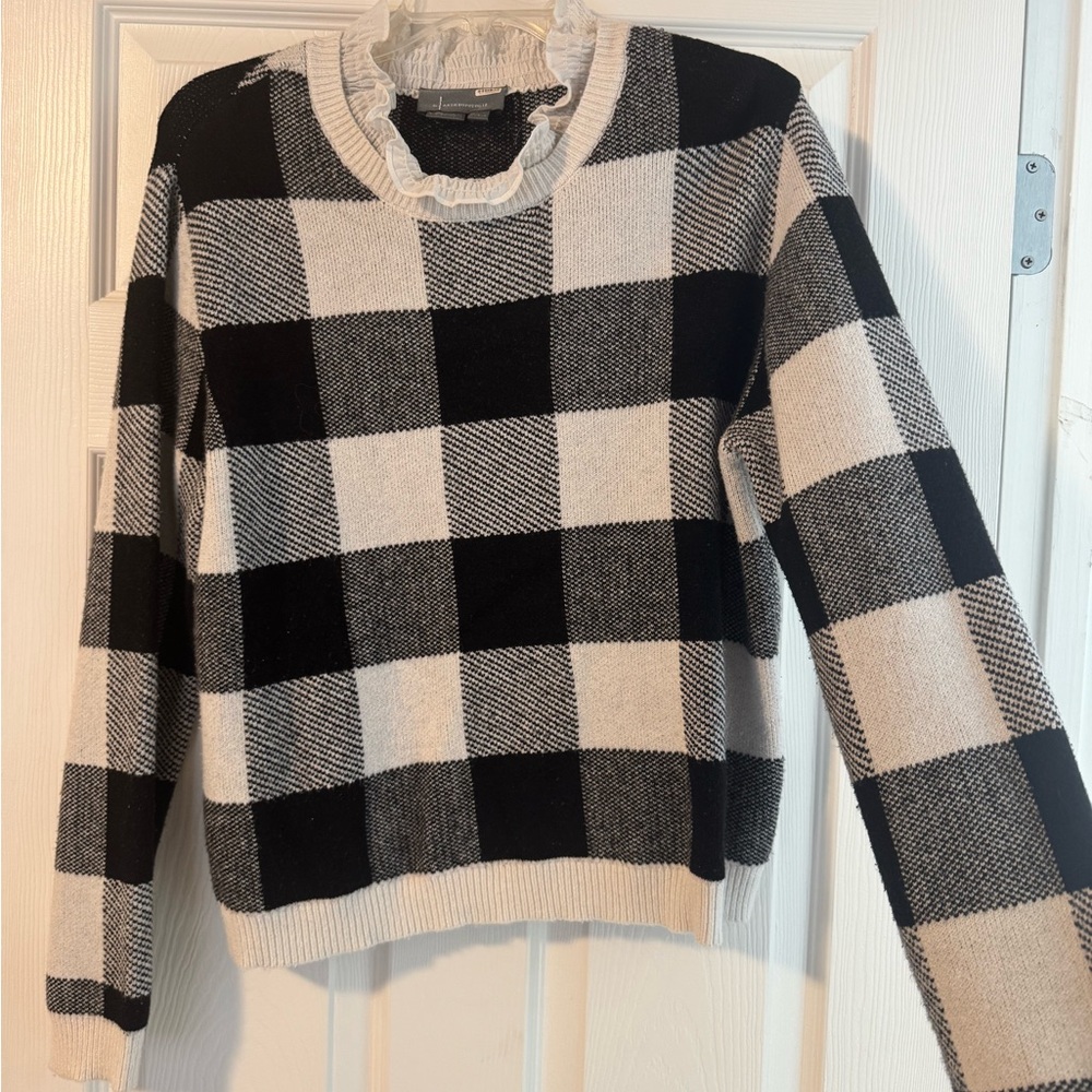 Anthropology Black and White Checkered Women's Sweater - Picture 3 of 5